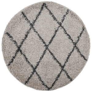 vidaXL Shaggy Rug PAMPLONA High Pile Modern Beige and Anthracite Ø 80 cm