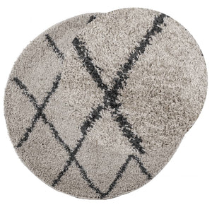 vidaXL Shaggy Rug PAMPLONA High Pile Modern Beige and Anthracite Ø 80 cm