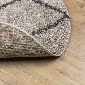 vidaXL Shaggy Rug PAMPLONA High Pile Modern Beige and Anthracite Ø 100 cm