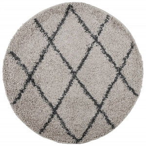 vidaXL Shaggy Rug PAMPLONA High Pile Modern Beige and Anthracite Ø 240 cm