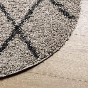 vidaXL Shaggy Rug PAMPLONA High Pile Modern Beige and Anthracite Ø 240 cm