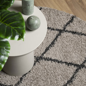 vidaXL Shaggy Rug PAMPLONA High Pile Modern Beige and Anthracite Ø 280 cm