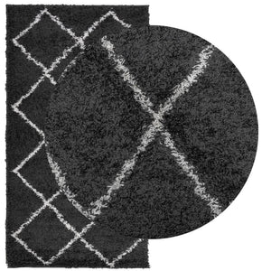 vidaXL Shaggy Rug PAMPLONA High Pile Modern Black and Cream 60x110 cm