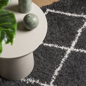 vidaXL Shaggy Rug PAMPLONA High Pile Modern Black and Cream 80x150 cm