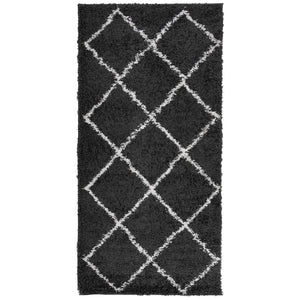 vidaXL Shaggy Rug PAMPLONA High Pile Modern Black and Cream 100x200 cm