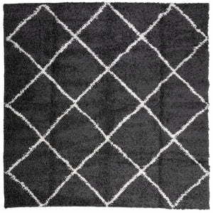 vidaXL Shaggy Rug PAMPLONA High Pile Modern Black and Cream 120x120 cm