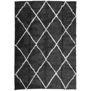 vidaXL Shaggy Rug PAMPLONA High Pile Modern Black and Cream 120x170 cm