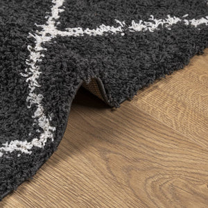 vidaXL Shaggy Rug PAMPLONA High Pile Modern Black and Cream 120x170 cm