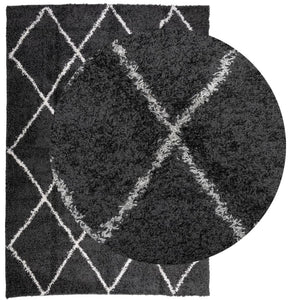 vidaXL Shaggy Rug PAMPLONA High Pile Modern Black and Cream 140x200 cm