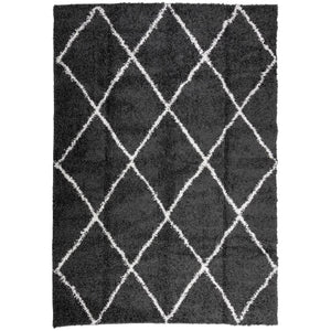 vidaXL Shaggy Rug PAMPLONA High Pile Modern Black and Cream 160x230 cm