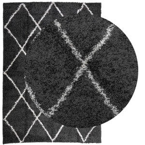 vidaXL Shaggy Rug PAMPLONA High Pile Modern Black and Cream 160x230 cm