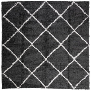 vidaXL Shaggy Rug PAMPLONA High Pile Modern Black and Cream 200x200 cm