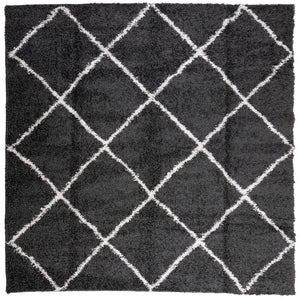 vidaXL Shaggy Rug PAMPLONA High Pile Modern Black and Cream 240x240 cm