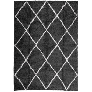 vidaXL Shaggy Rug PAMPLONA High Pile Modern Black and Cream 240x340 cm