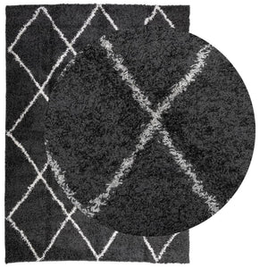 vidaXL Shaggy Rug PAMPLONA High Pile Modern Black and Cream 240x340 cm