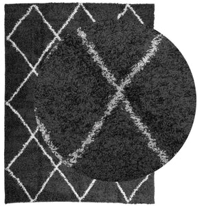 vidaXL Shaggy Rug PAMPLONA High Pile Modern Black and Cream 300x400 cm