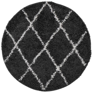 vidaXL Shaggy Rug PAMPLONA High Pile Modern Black and Cream Ø 200 cm