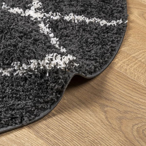 vidaXL Shaggy Rug PAMPLONA High Pile Modern Black and Cream Ø 200 cm