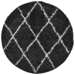 vidaXL Shaggy Rug PAMPLONA High Pile Modern Black and Cream Ø 240 cm