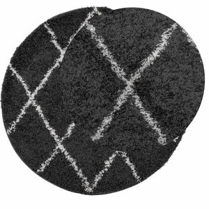 vidaXL Shaggy Rug PAMPLONA High Pile Modern Black and Cream Ø 240 cm