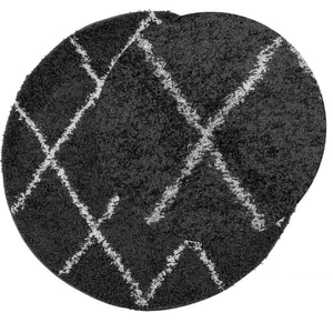 vidaXL Shaggy Rug PAMPLONA High Pile Modern Black and Cream Ø 280 cm