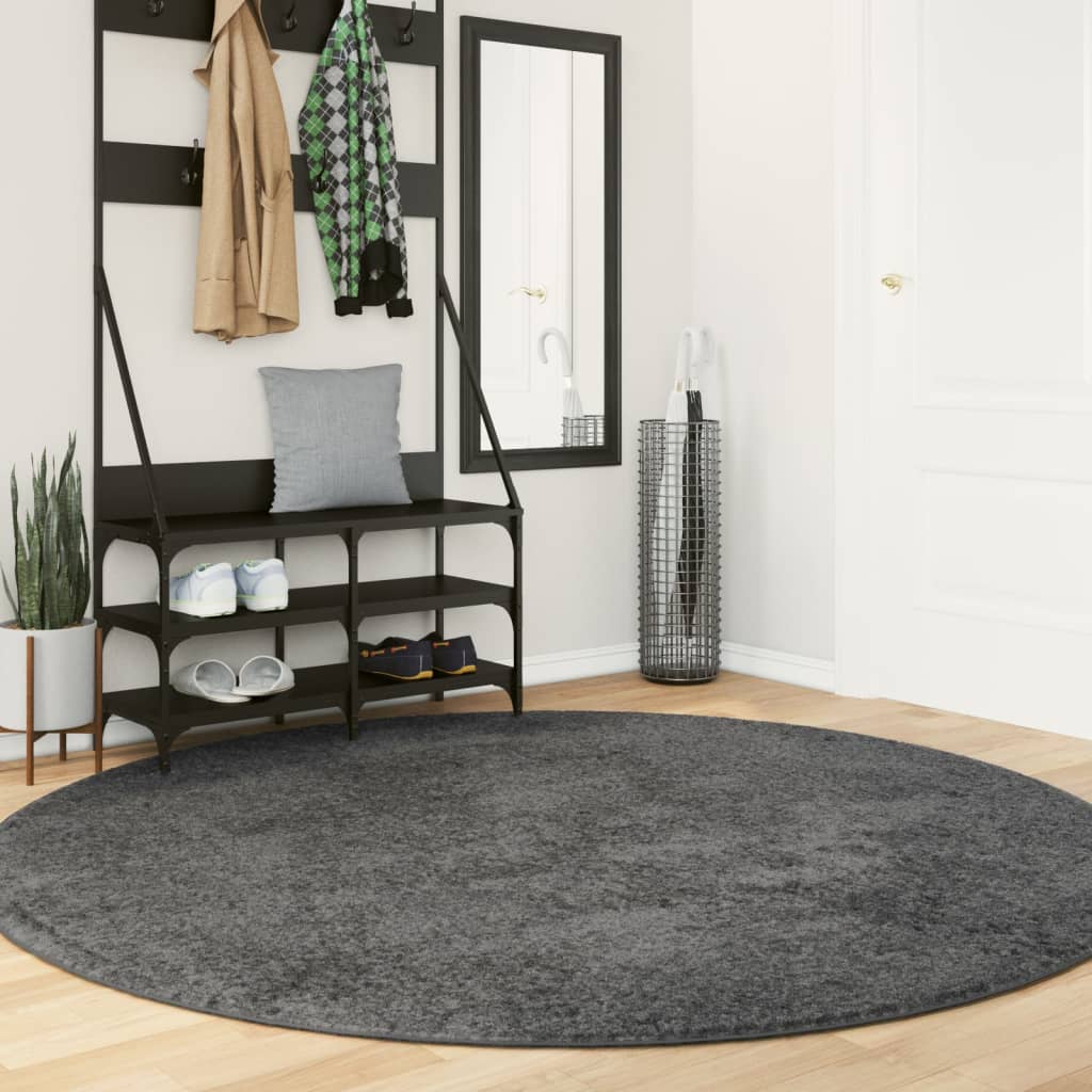 vidaXL Rug OVIEDO Short Pile Anthracite Ø 200 cm