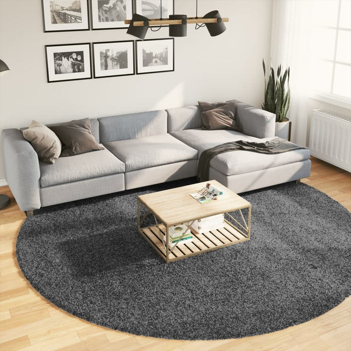 vidaXL Rug OVIEDO Short Pile Anthracite Ø 280 cm