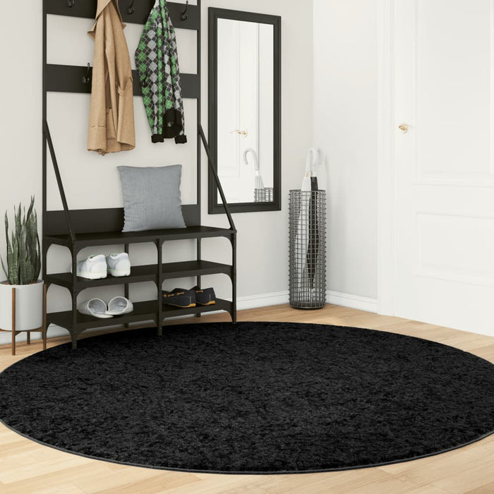 vidaXL Rug OVIEDO Short Pile Black Ø 200 cm