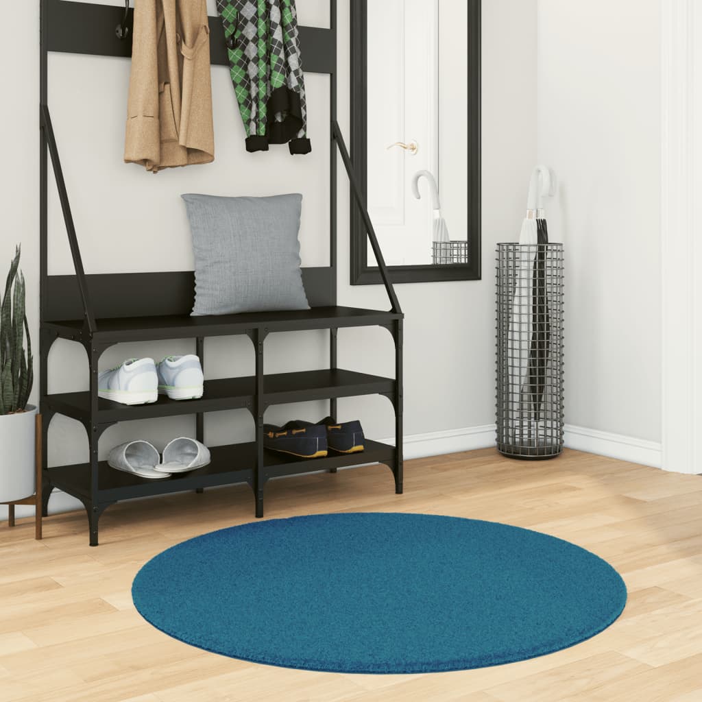 vidaXL Rug OVIEDO Short Pile Turquoise Ø 100 cm