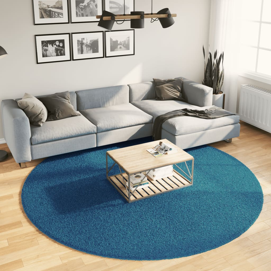 vidaXL Rug OVIEDO Short Pile Turquoise Ø 240 cm