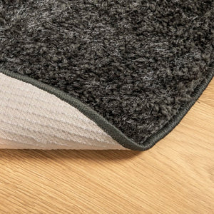 vidaXL Rug ISTAN High Pile Shiny Look Anthracite Ø 100 cm