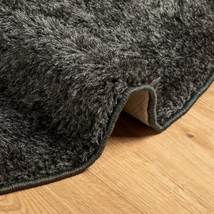 vidaXL Rug ISTAN High Pile Shiny Look Anthracite Ø 100 cm