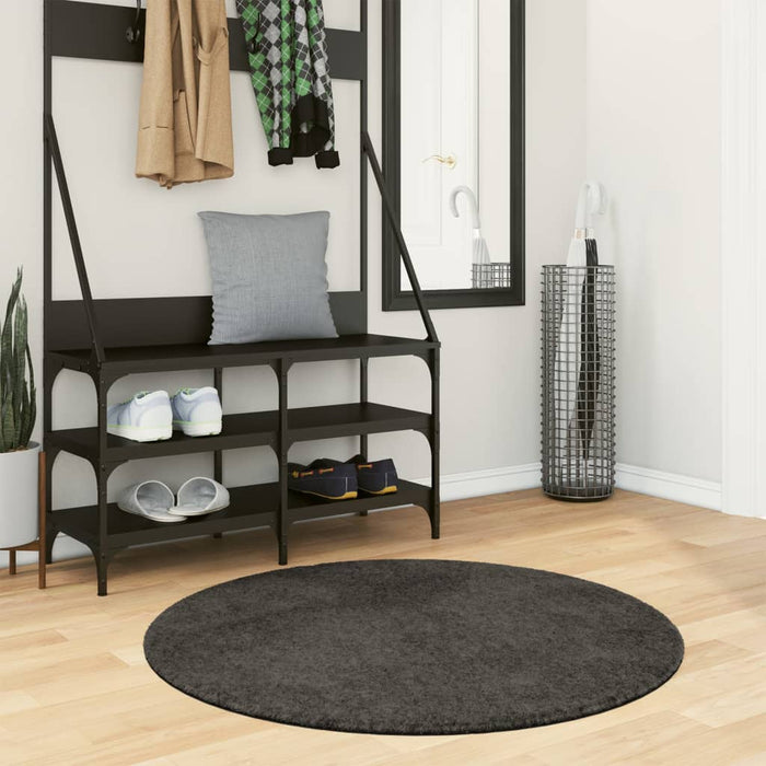 vidaXL Rug ISTAN High Pile Shiny Look Anthracite Ø 100 cm