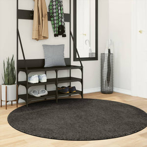 vidaXL Rug ISTAN High Pile Shiny Look Anthracite Ø 160 cm