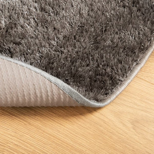 vidaXL Rug ISTAN High Pile Shiny Look Grey Ø 80 cm