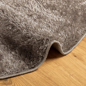 vidaXL Rug ISTAN High Pile Shiny Look Grey Ø 80 cm