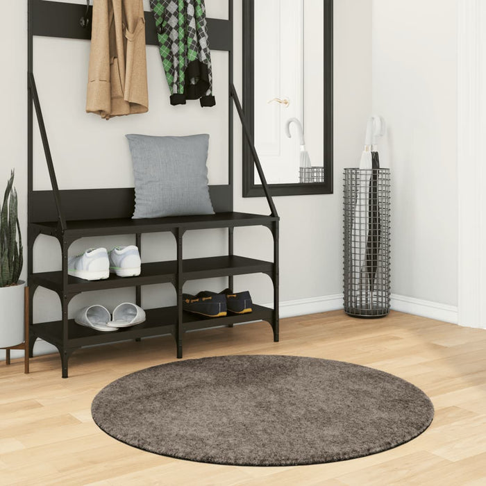 vidaXL Rug ISTAN High Pile Shiny Look Grey Ø 100 cm