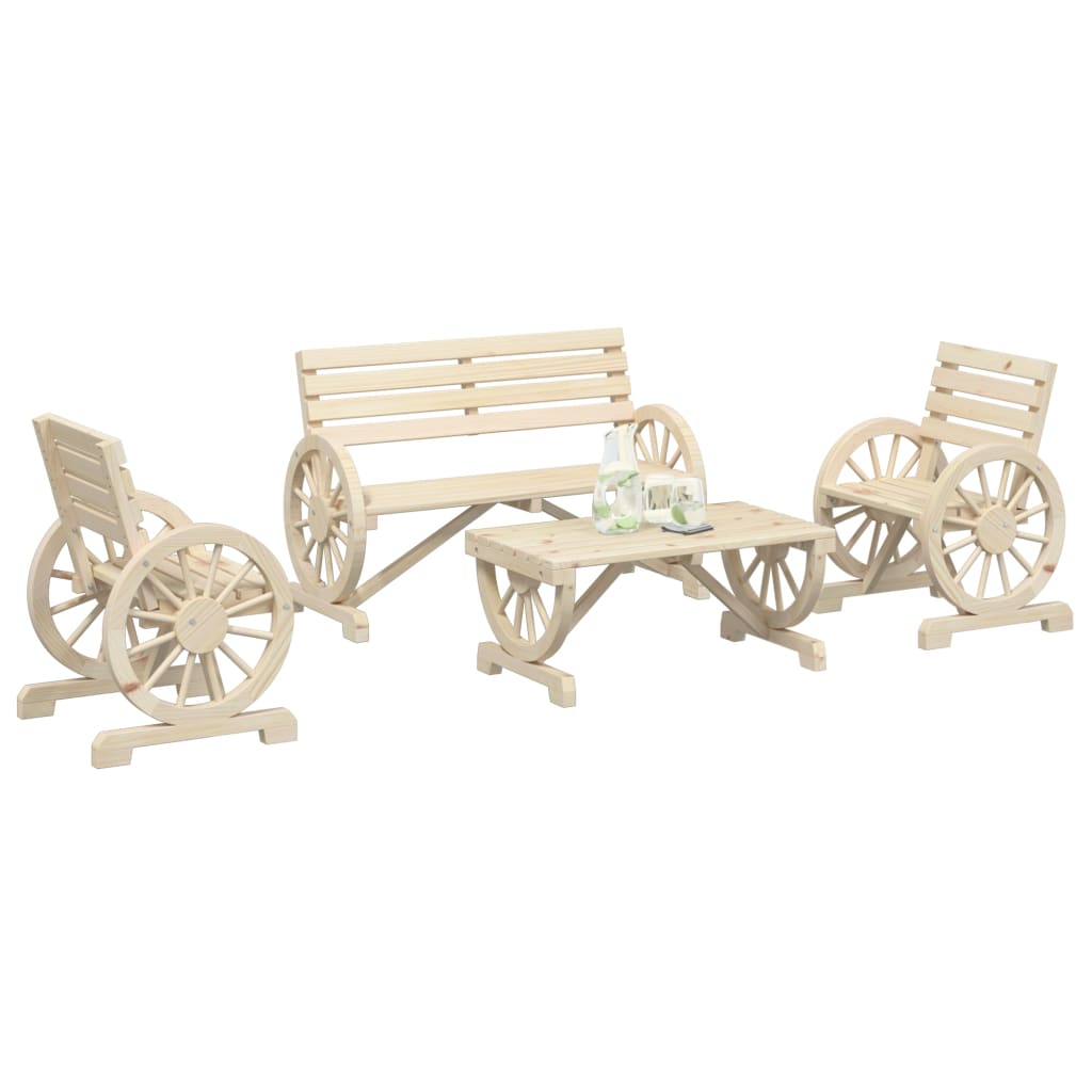 vidaXL 4 Piece Garden Lounge Set Solid Wood Fir