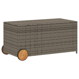 vidaXL Garden Storage Box with Wheels Grey 190L Poly Rattan