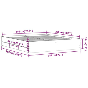 vidaXL Bed Frame with Drawers without Mattress Smoked Oak 180x200 cm Super King