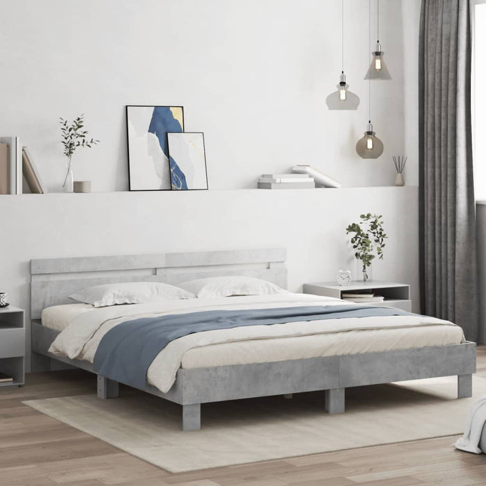 vidaXL Bed Frame without Mattress Concrete Grey 200x200 cm