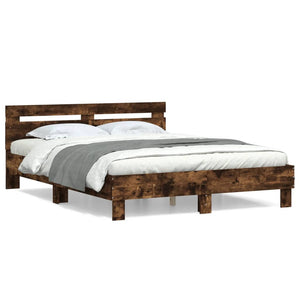 vidaXL Bed Frame without Mattress Smoked Oak 140x190 cm