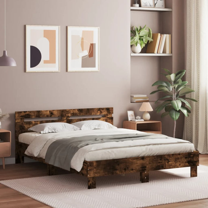 vidaXL Bed Frame without Mattress Smoked Oak 140x190 cm