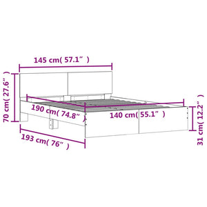 vidaXL Bed Frame without Mattress White 140x190 cm