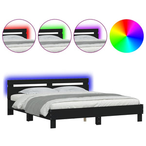 vidaXL Bed Frame with LED without Mattress Black 200x200 cm