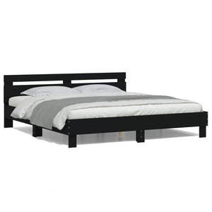 vidaXL Bed Frame with LED without Mattress Black 200x200 cm