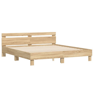 vidaXL Bed Frame with LED without Mattress Sonoma Oak 200x200 cm