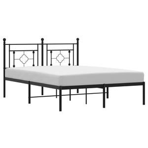 vidaXL Metal Bed Frame without Mattress with Headboard Black 140x200cm