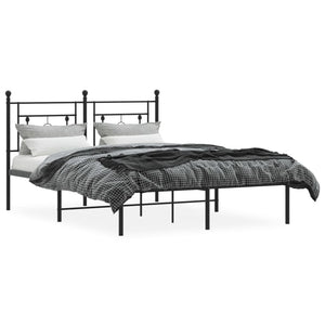 vidaXL Metal Bed Frame without Mattress with Headboard Black 140x200cm