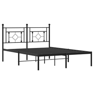 vidaXL Metal Bed Frame without Mattress with Headboard Black 140x200cm